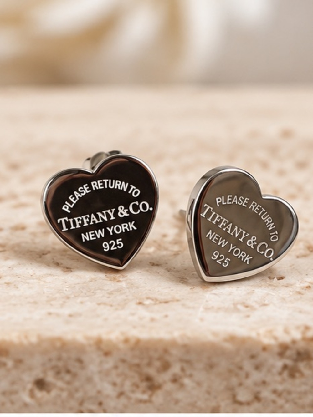 Designer Inspired Return to Tiffany Style Heart Stud Earrings Silver Tone